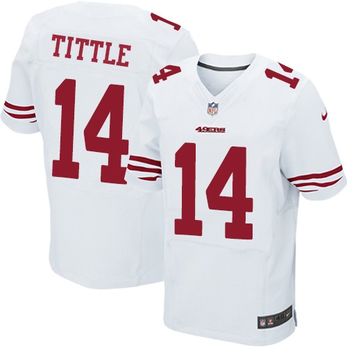 Men's Elite Y.A. Tittle Nike Jersey White Road - #14 NFL San Francisco 49ers